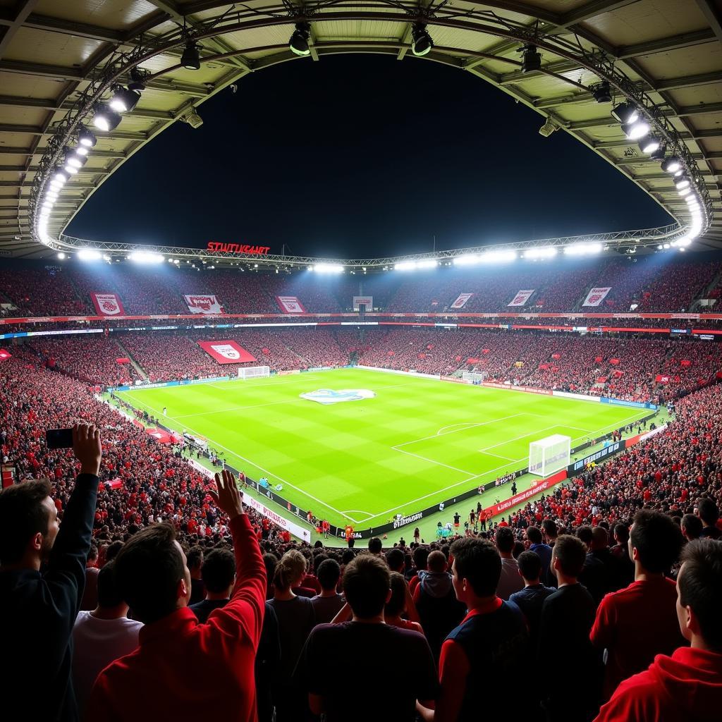 Fans von Stuttgart und Leverkusen auf der Tribüne