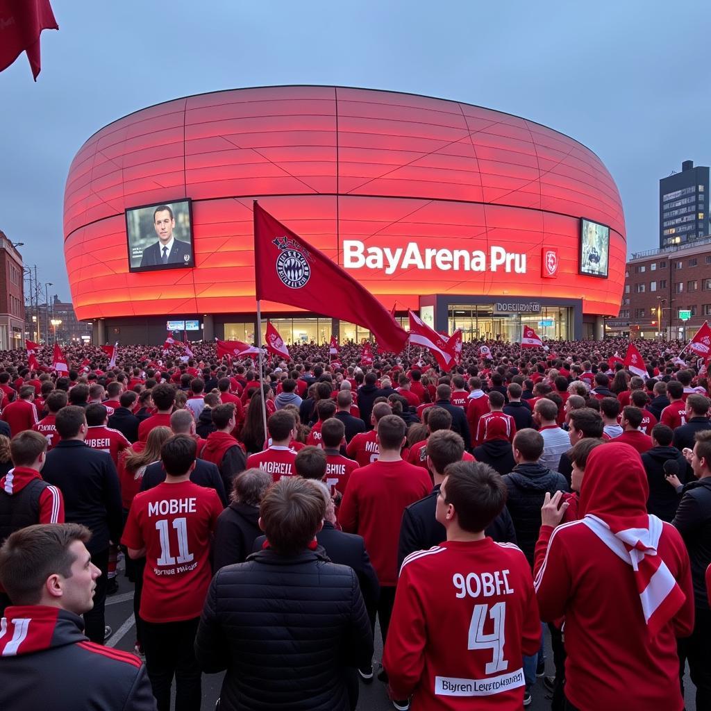 Fans vor dem Stadion Bayer Leverkusen