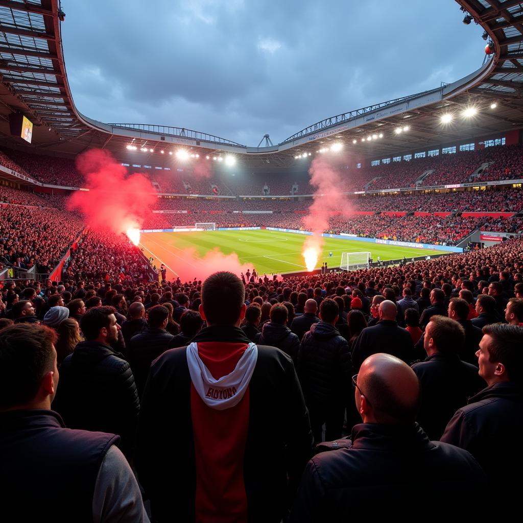 Fans vor dem Stadion Gladbach Leverkusen