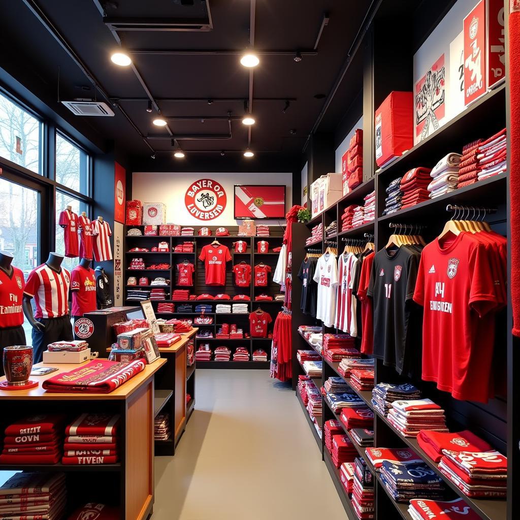 Der Fanshop von Bayer 04 Leverkusen in der Lindenallee 8