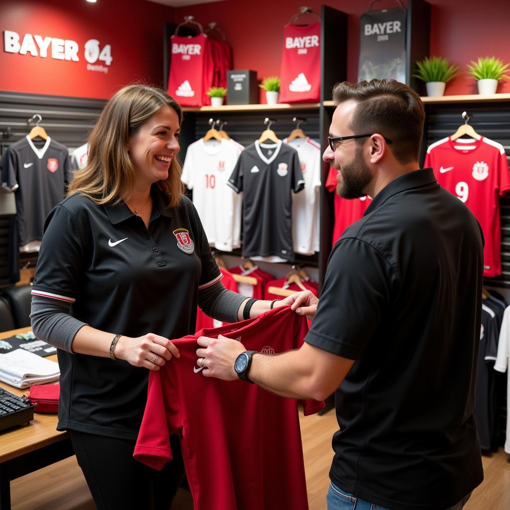 Kompetente Beratung im Bayer 04 Fanshop