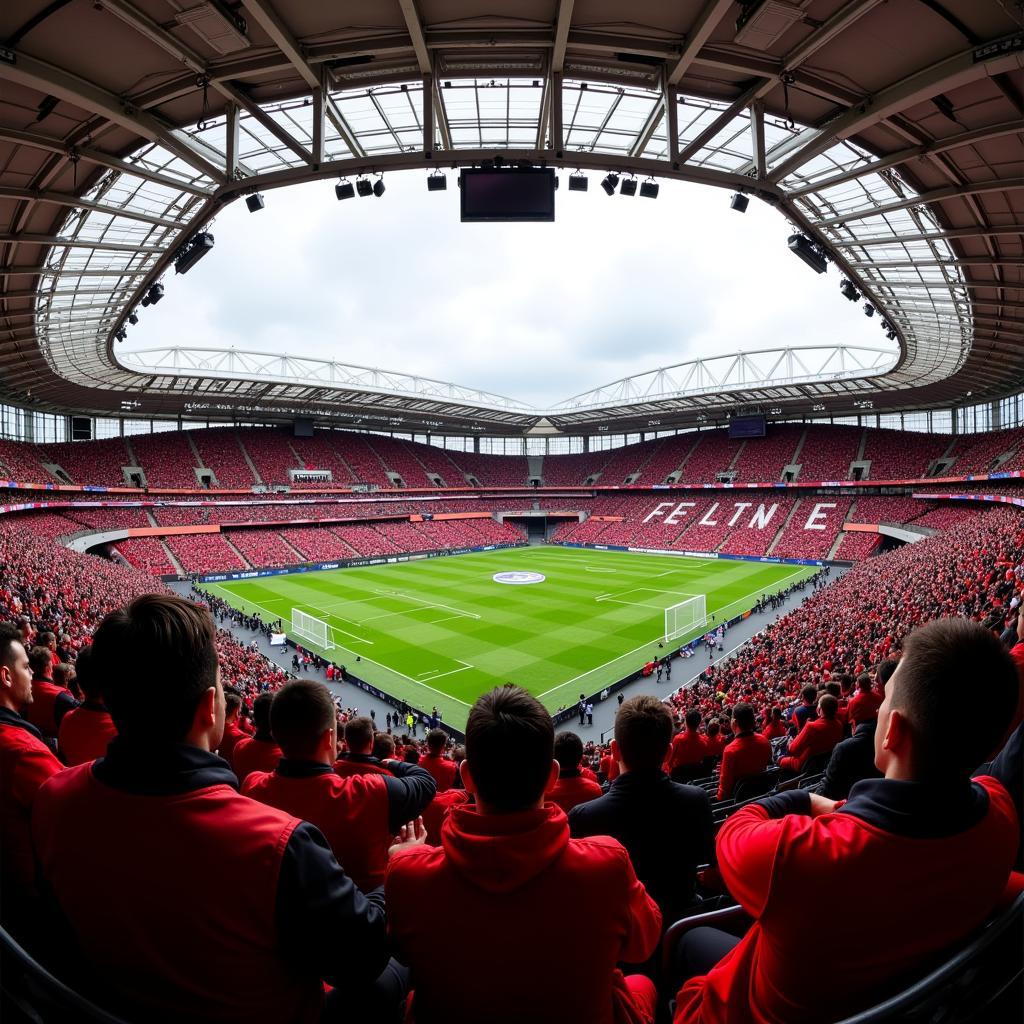 Bayer Leverkusen Fans in rot und schwarz