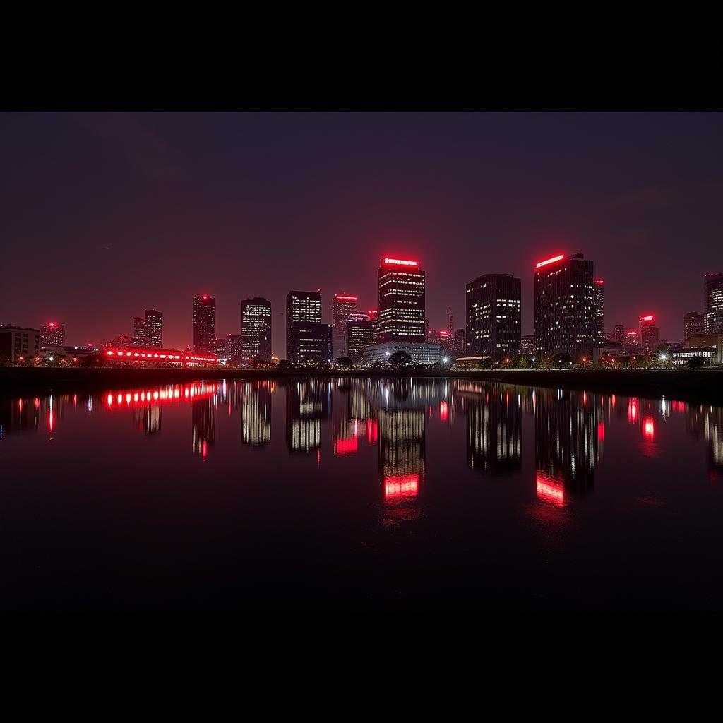 Leverkusen Skyline in rot und schwarz