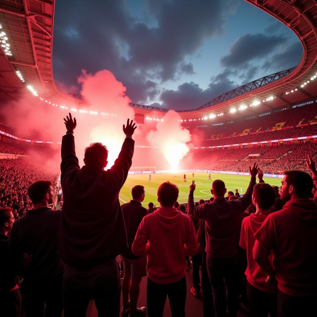 Fans des FCB Leverkusen im Stadion