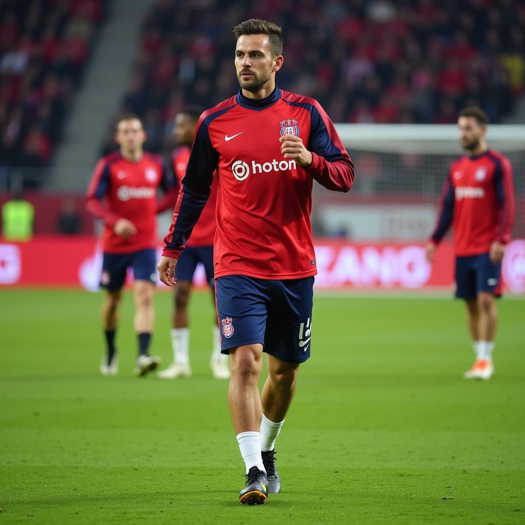 Spieler des FCB Leverkusen beim Training