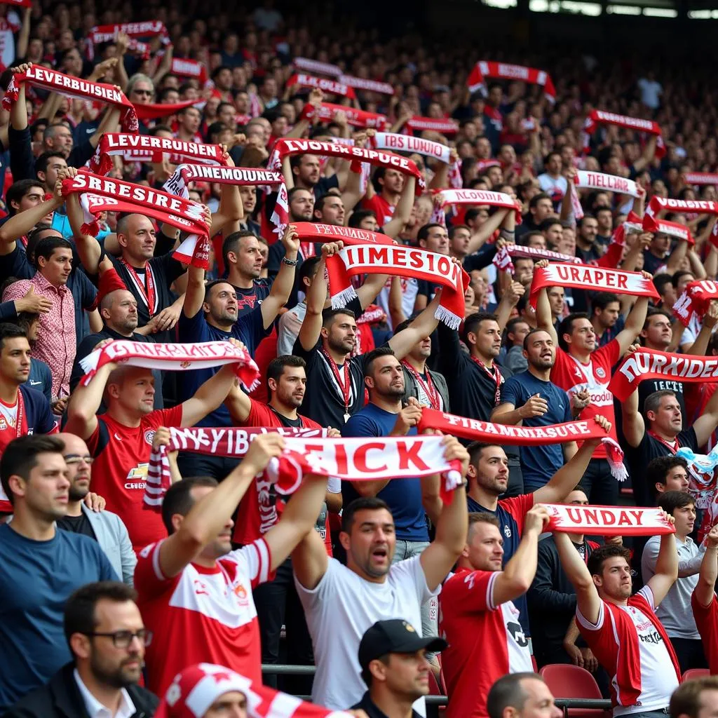 FCK und Leverkusen Fans mit Choreografie