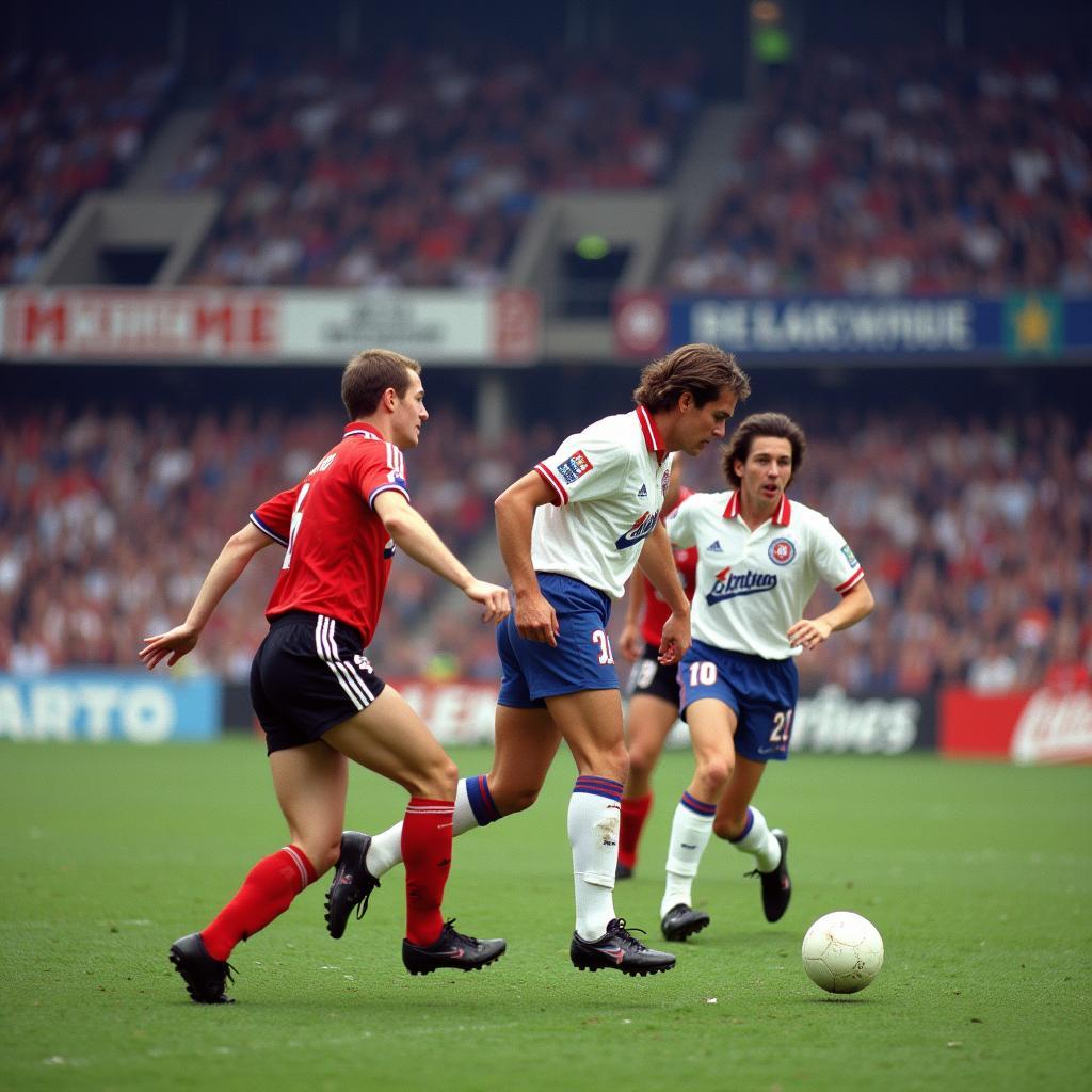 Finale DFB-Pokal 1992/93 im Berliner Olympiastadion: Spielszene mit Bayer Leverkusen im Angriff.