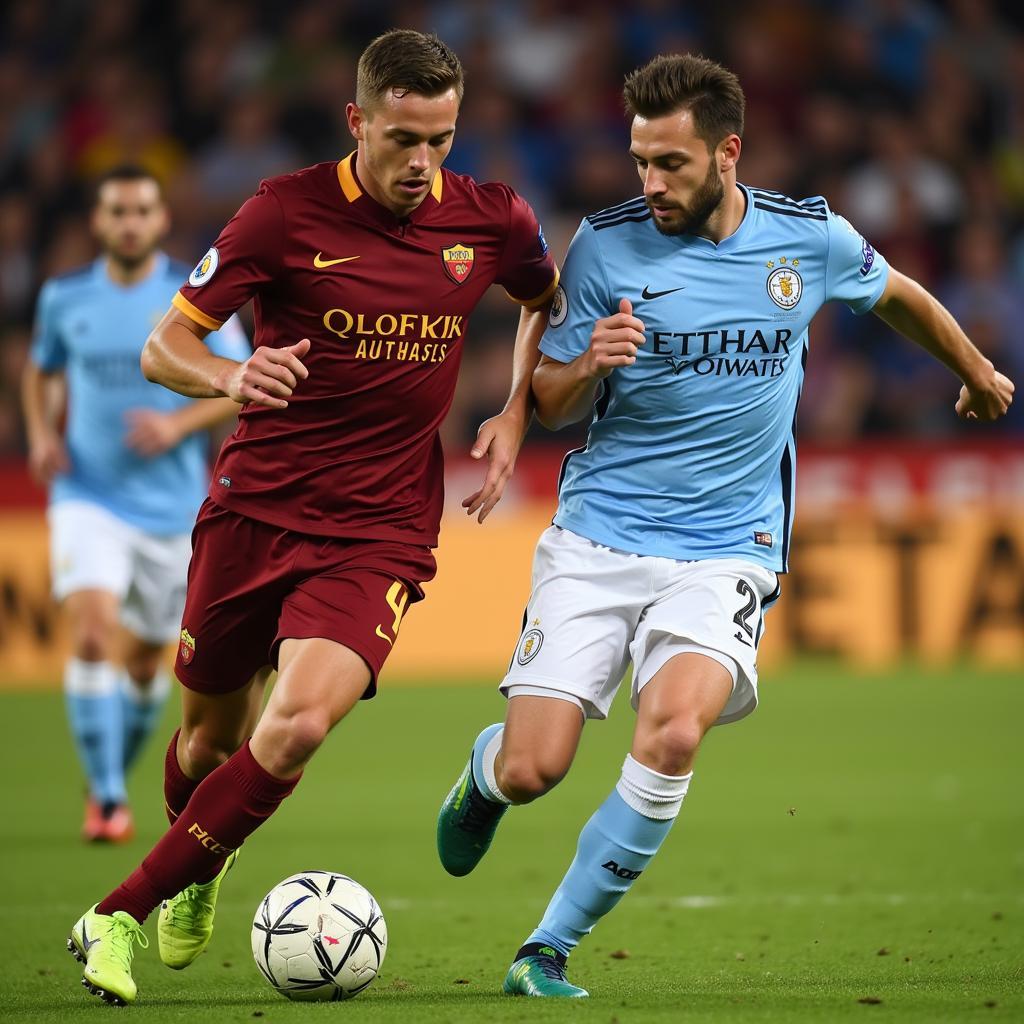 Florian Wirtz im Dribbling gegen AS Roma