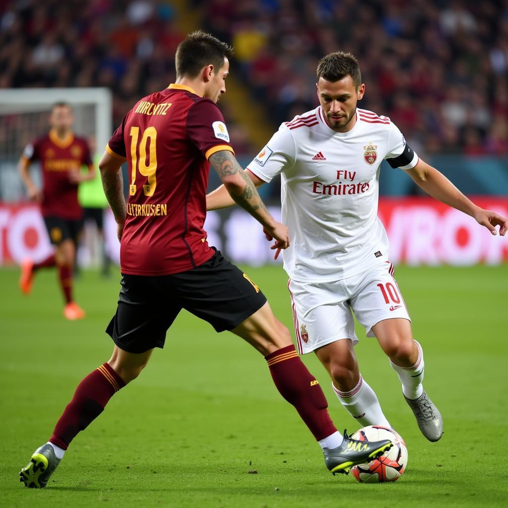 Florian Wirtz im Dribbling gegen AS Roma