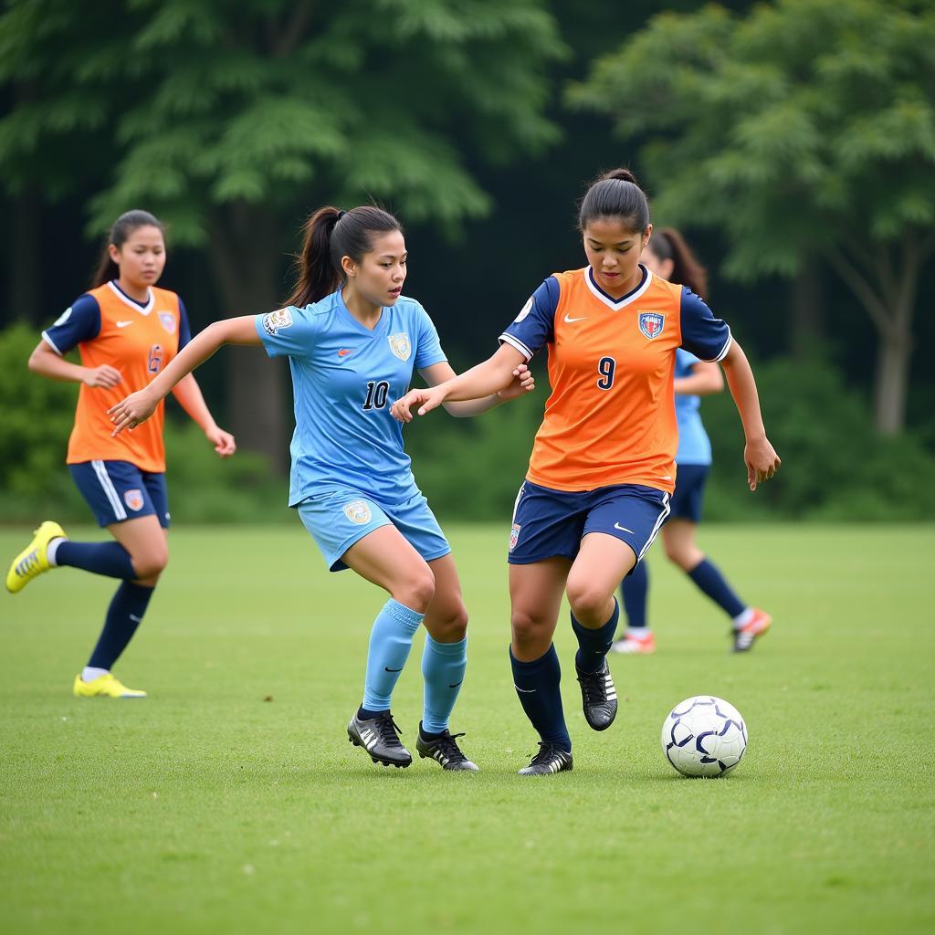 Frauen spielen Fußball in Asien