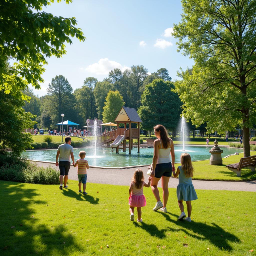 Familien genießen die Freizeit im Kurpark Leverkusen