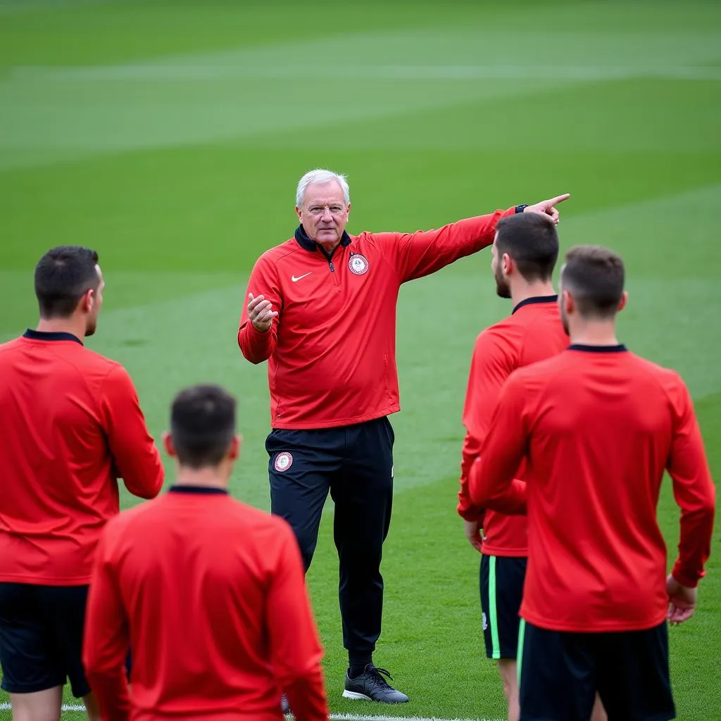 Fritz Schmidt trainiert die Spieler in Leverkusen