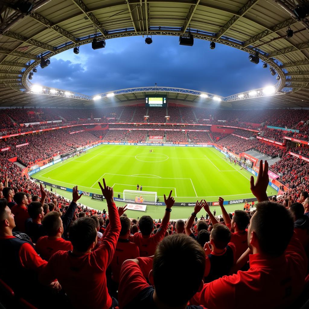 Fußballfans in der BayArena