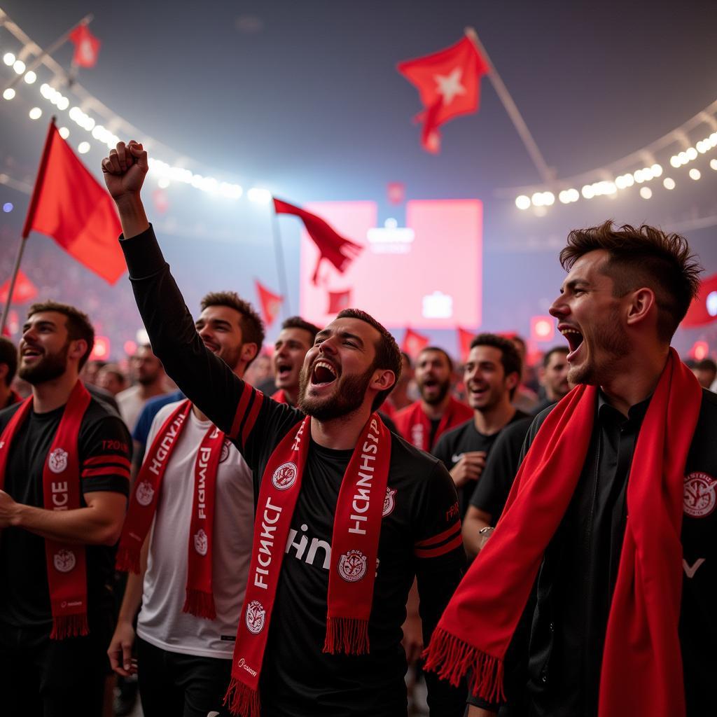 Fußballfans in Leverkusen