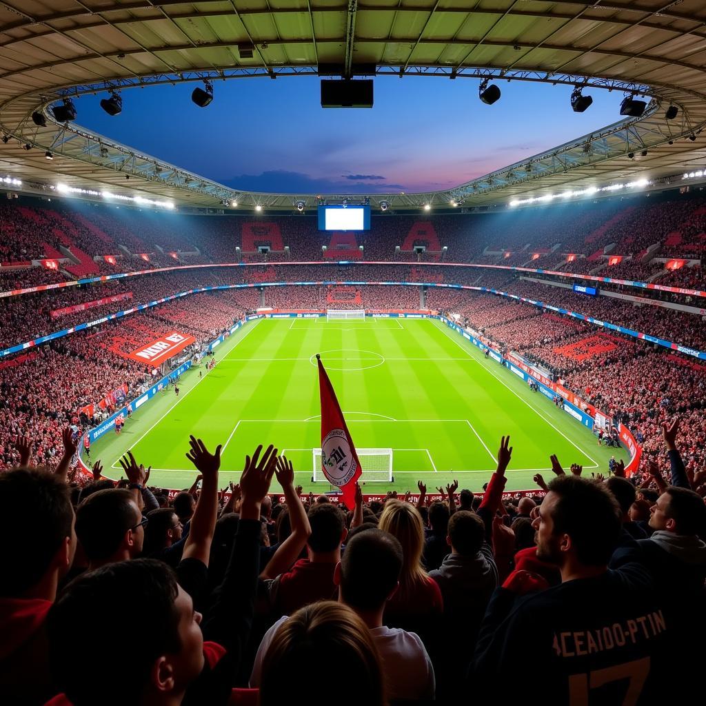 Die einzigartige Atmosphäre der BayArena bei einem Live-Spiel von Bayer 04 Leverkusen