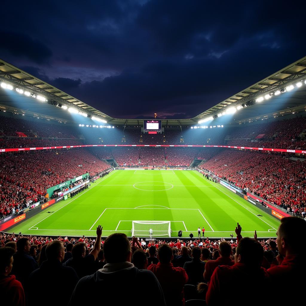 Leverkusener Fußballstadion bei Nacht