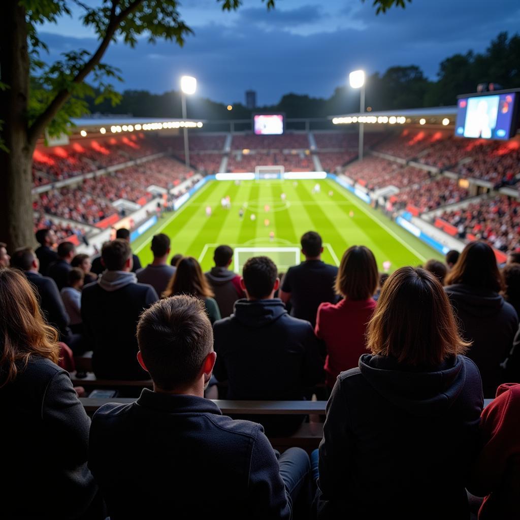 Fußballfans beim Public Viewing in Leverkusen Opladen