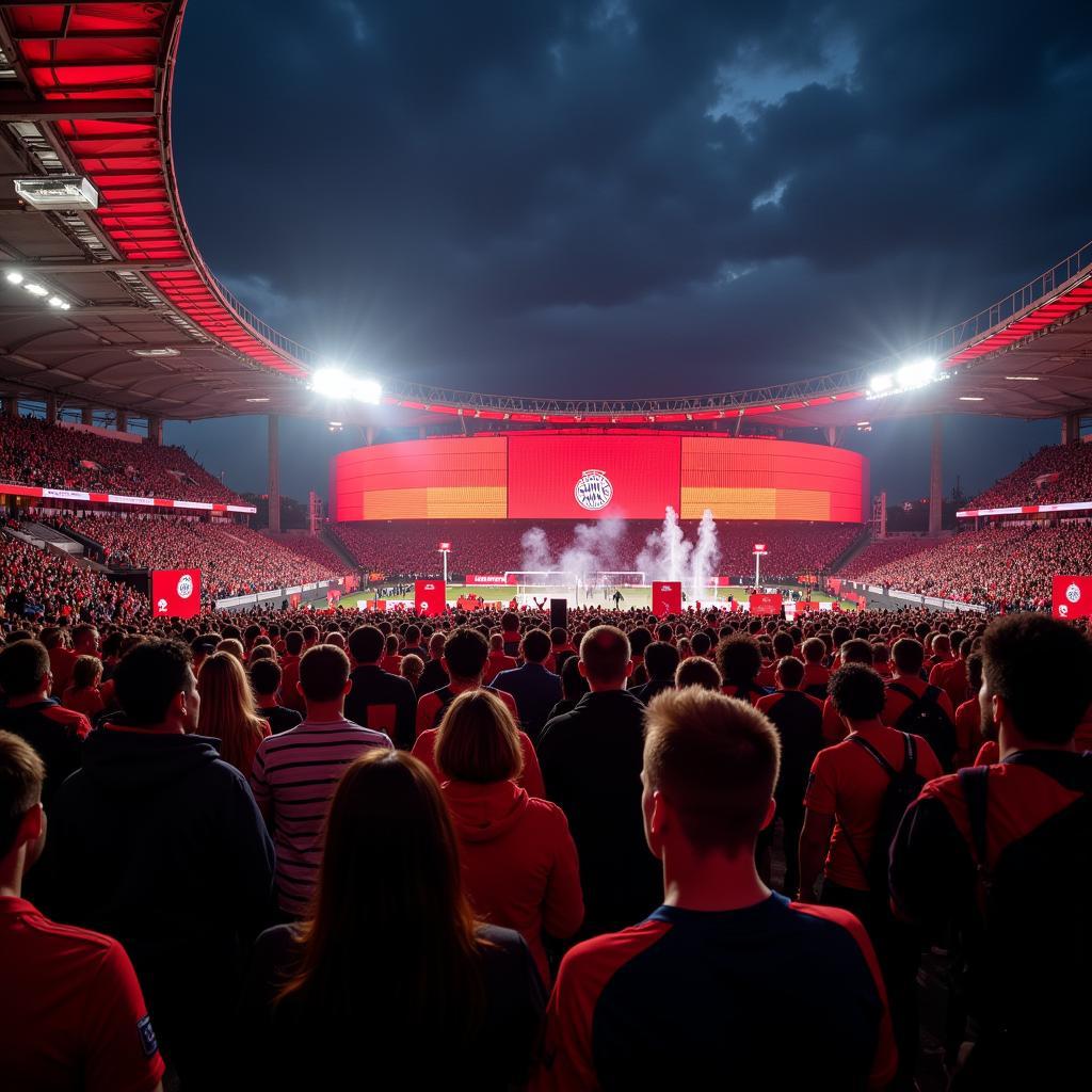 Fußballfans vor der BayArena