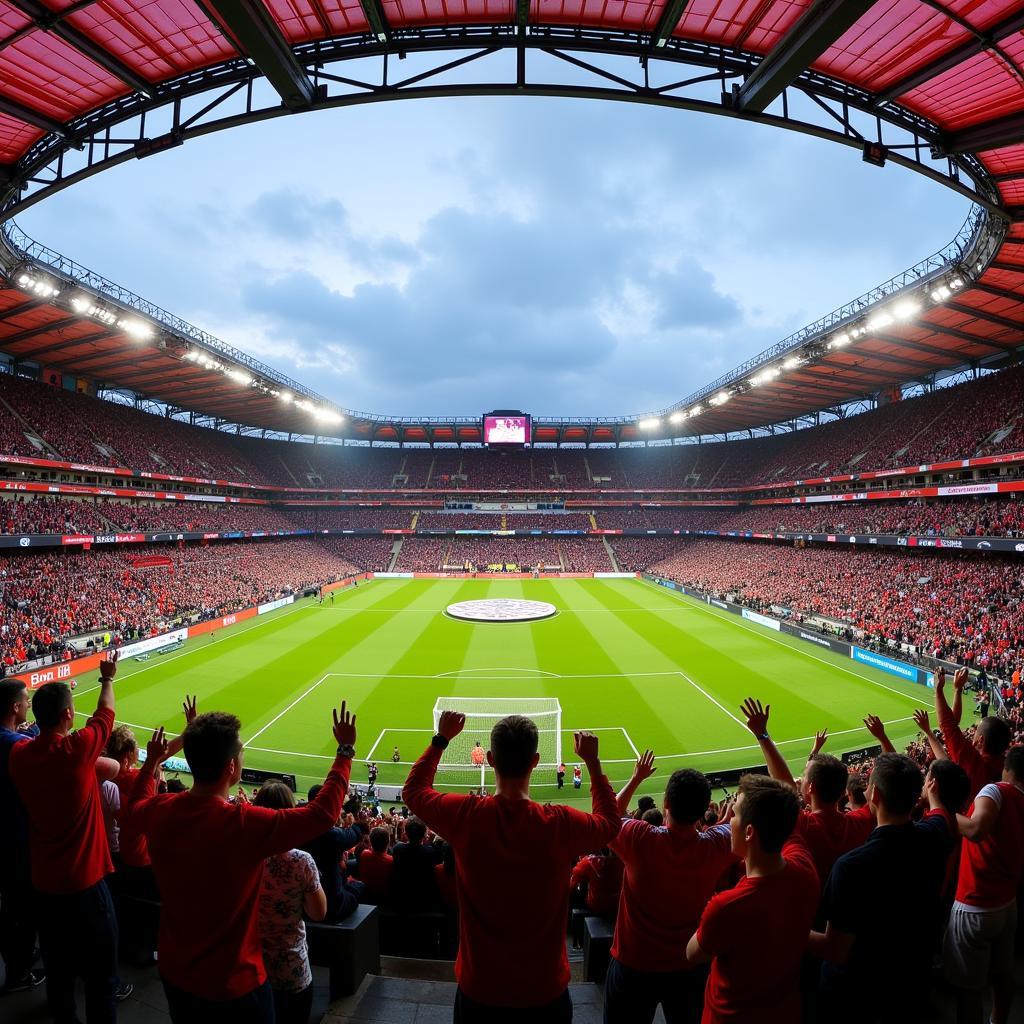 Stimmung im Stadion von Bayer 04 Leverkusen