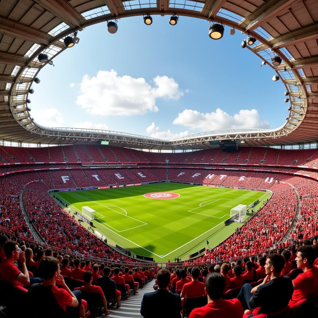 Sonniges Fußballstadion in Leverkusen