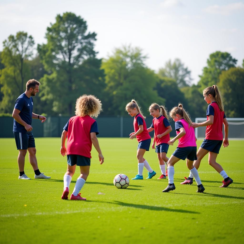 Mädchen beim Fußballtraining in Leverkusen