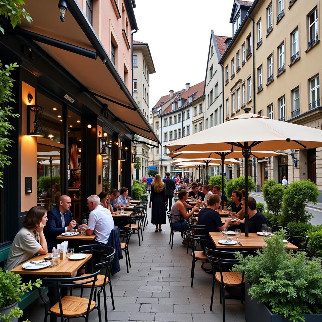 Restaurantterrasse an der Gezelinallee