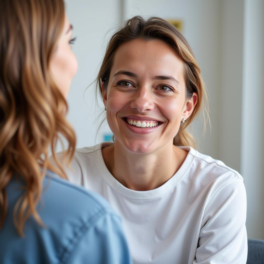 Glückliche Patientin beim Augenarzt in Leverkusen