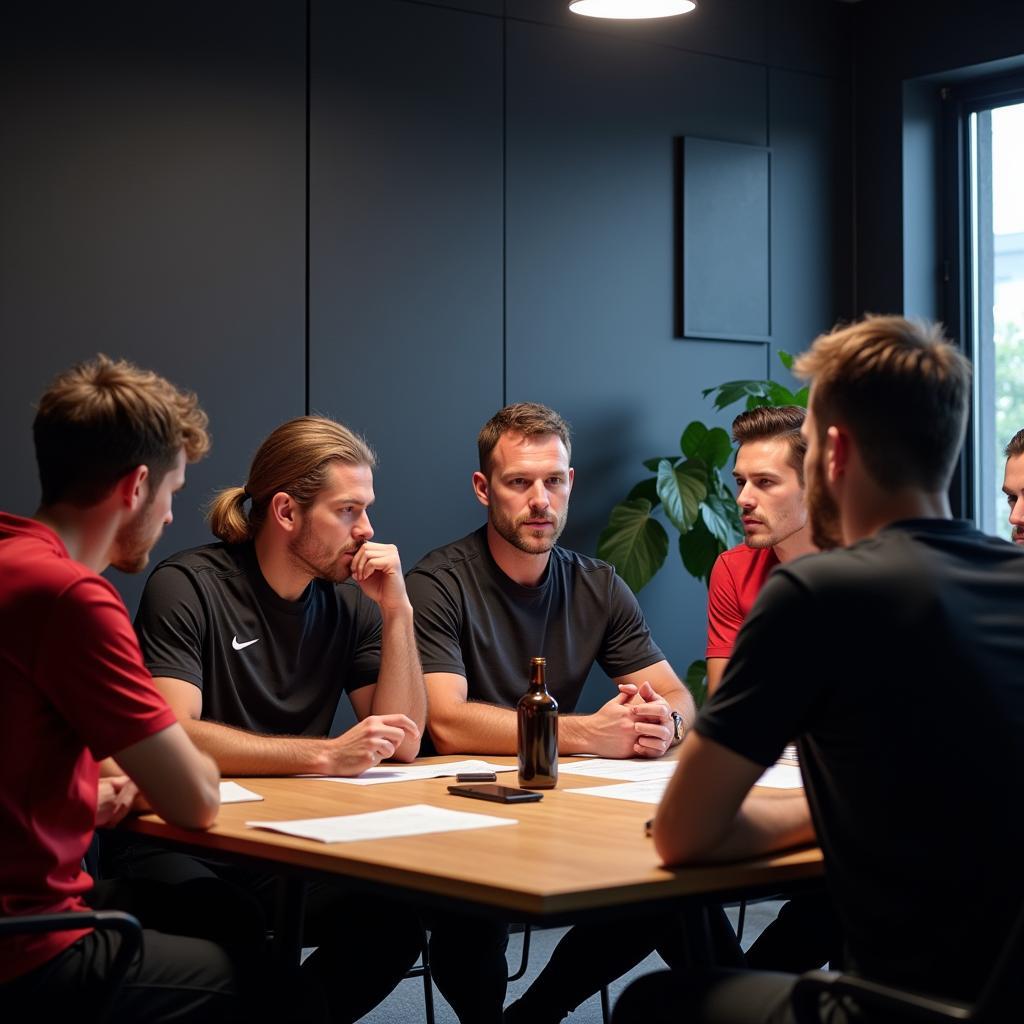 Herausforderungen Aufstieg Leverkusen: Taktikbesprechung mit dem Trainerteam