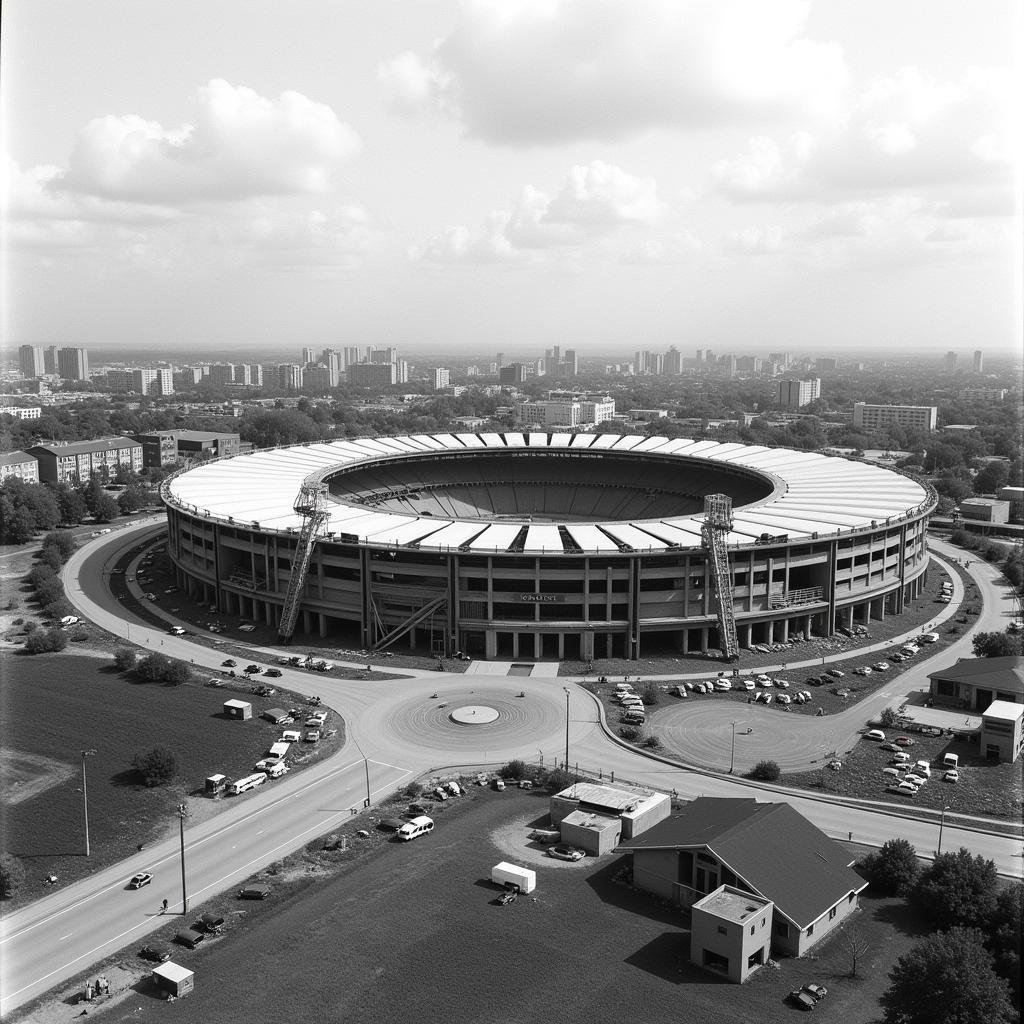 Historische Aufnahme der BayArena in Leverkusen