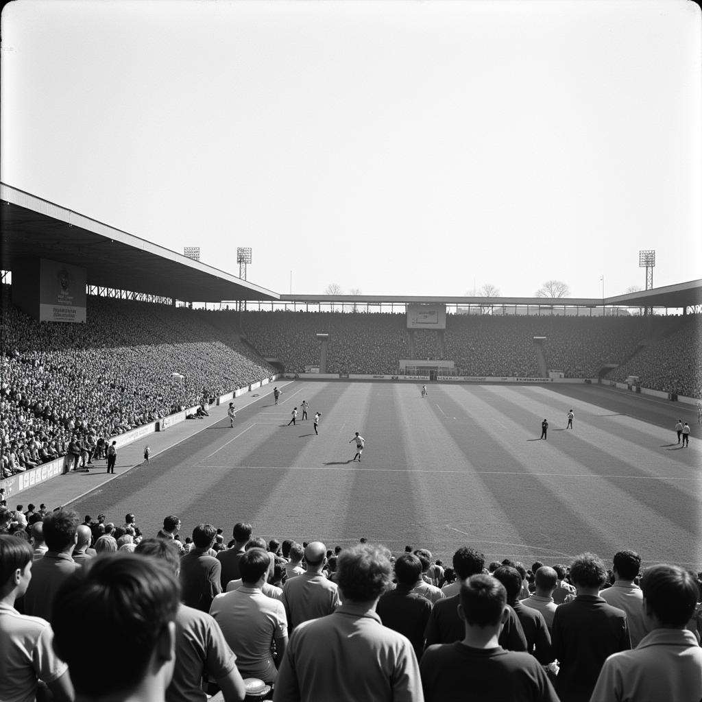 Historische Aufnahme des Ulrich-Haberland-Stadions an der Adalbert-Stifter-Straße 17