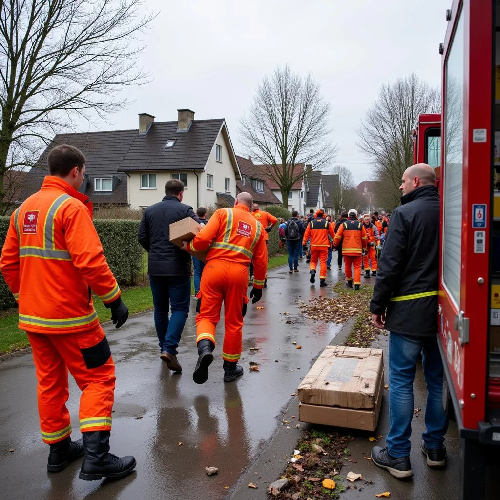 Hilfsmaßnahmen nach dem Hochwasser in Leverkusen