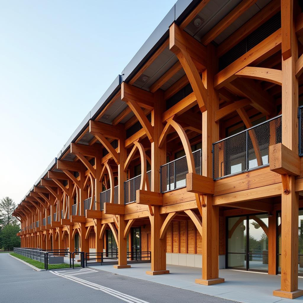 Modernes Stadion in Holzständerbauweise