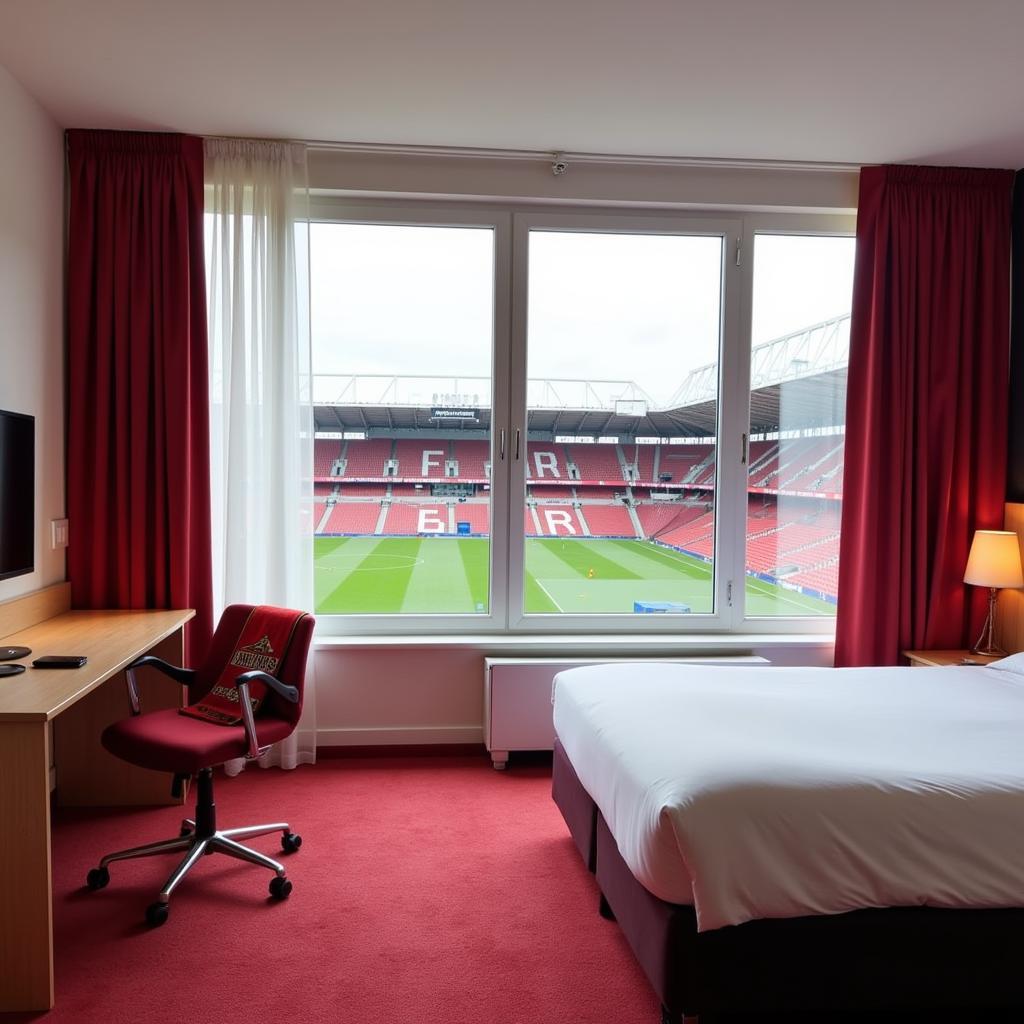 Zimmer im Hotel Arkaden Leverkusen mit Blick auf die BayArena