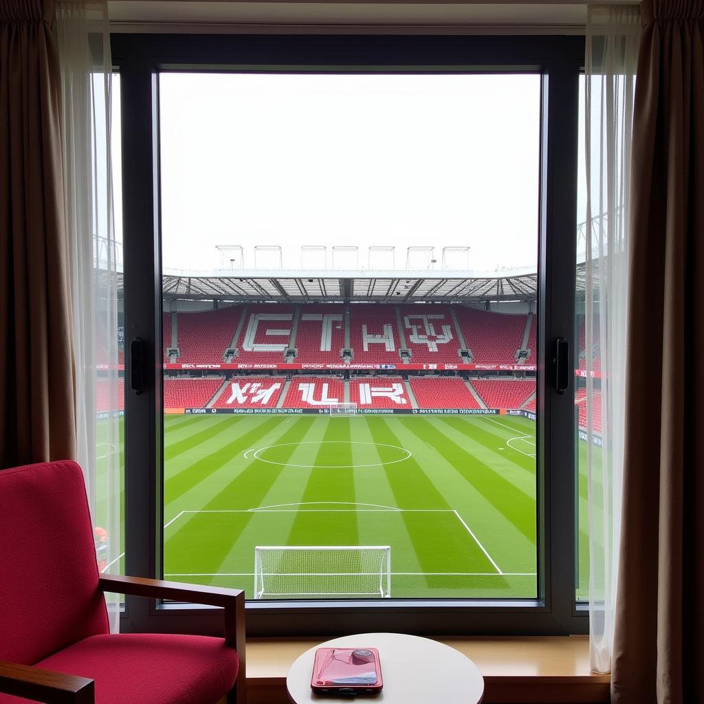 Blick aus dem Hotelzimmer auf die BayArena