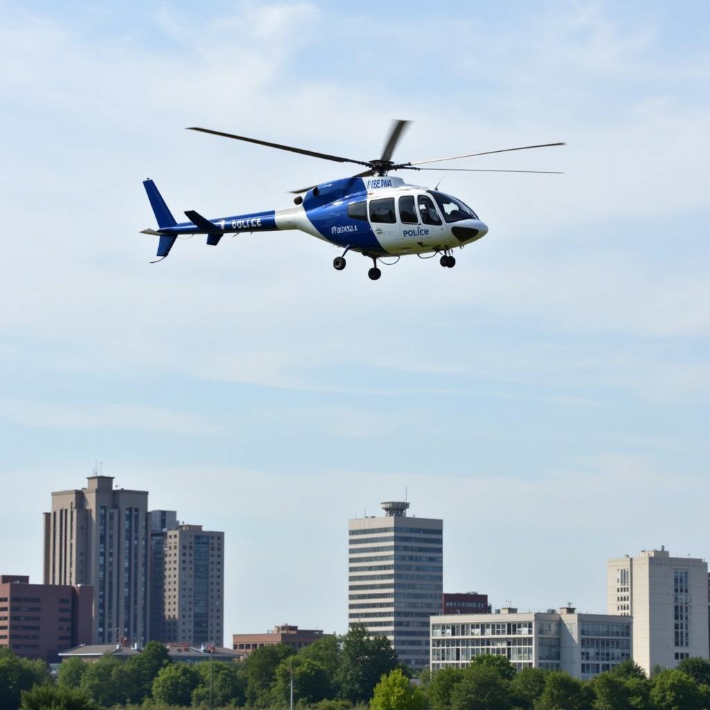 Polizei Hubschrauber über Leverkusen