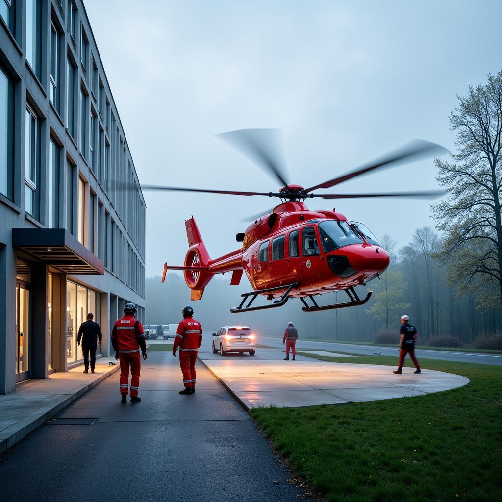 Rettungshubschrauber landet am Klinikum Leverkusen