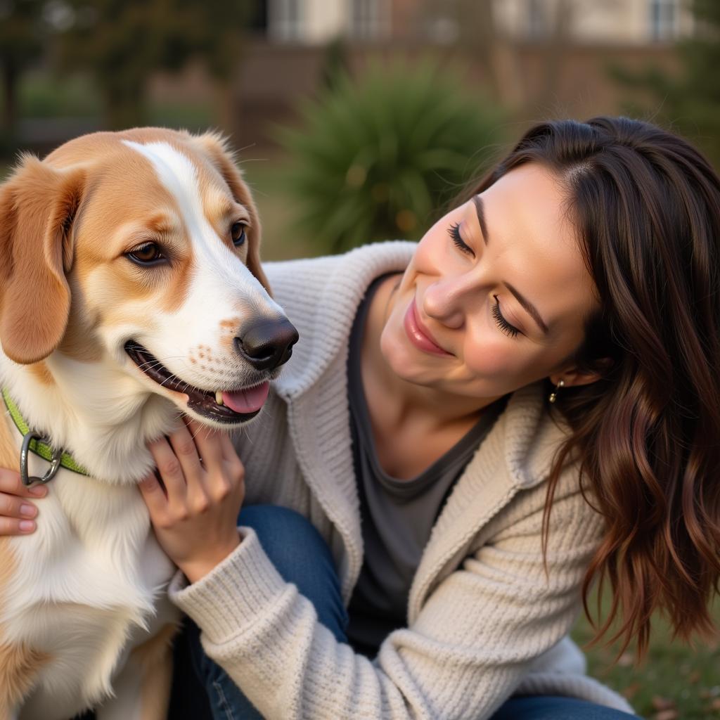 Hundesitter in Leverkusen streichelt Hund