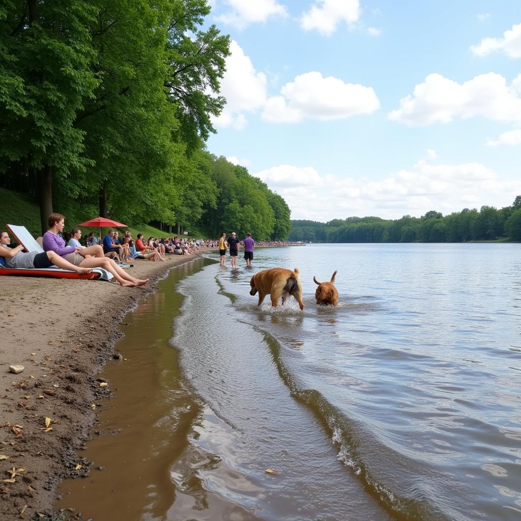 Hundestrand am Rhein in Leverkusen