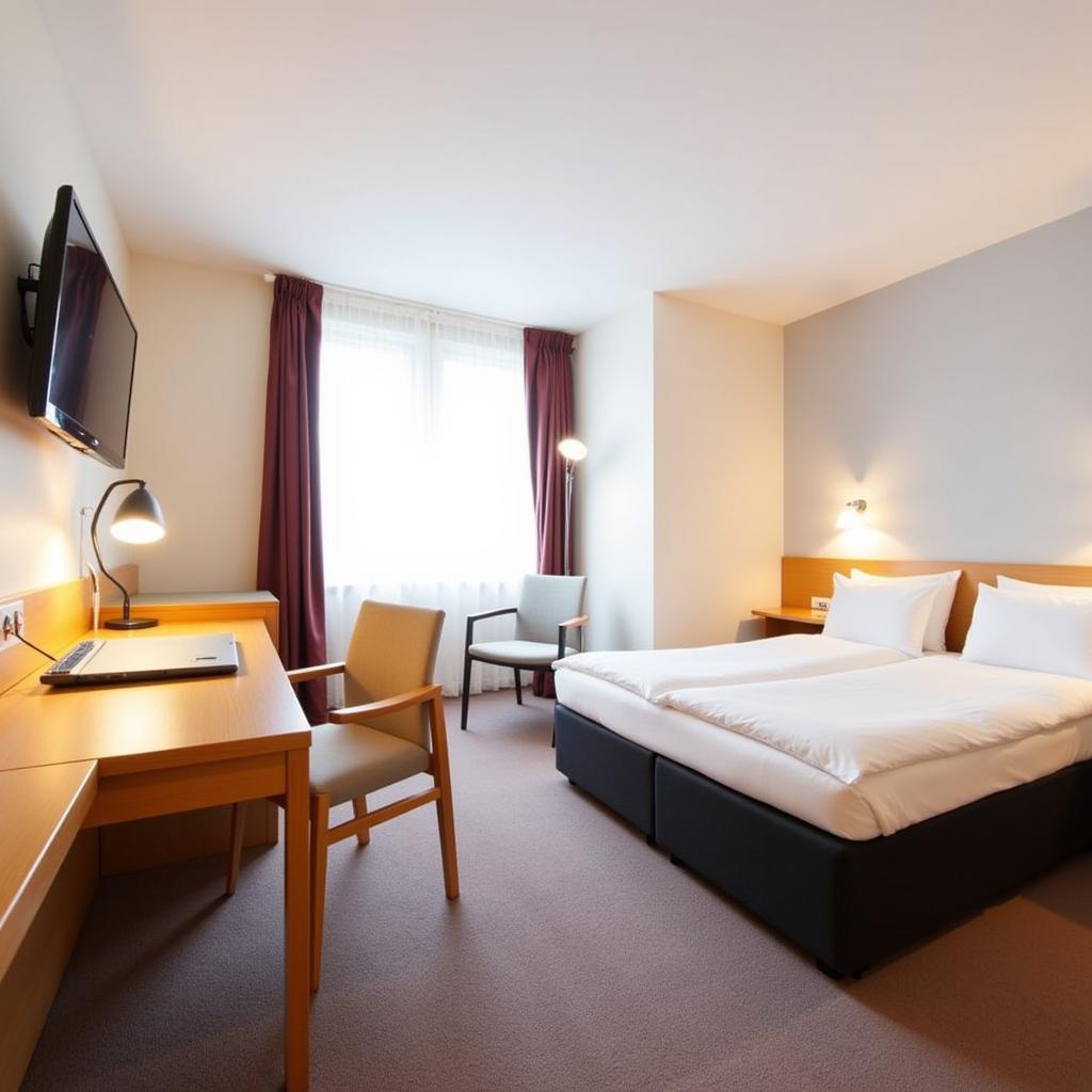 Geräumiges und helles Zimmer im Ibis Hotel Köln Leverkusen