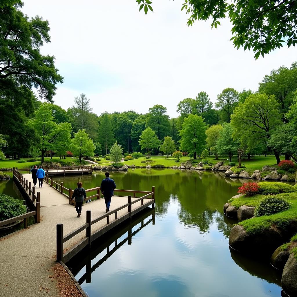 Besucher im Japanischen Garten Leverkusen