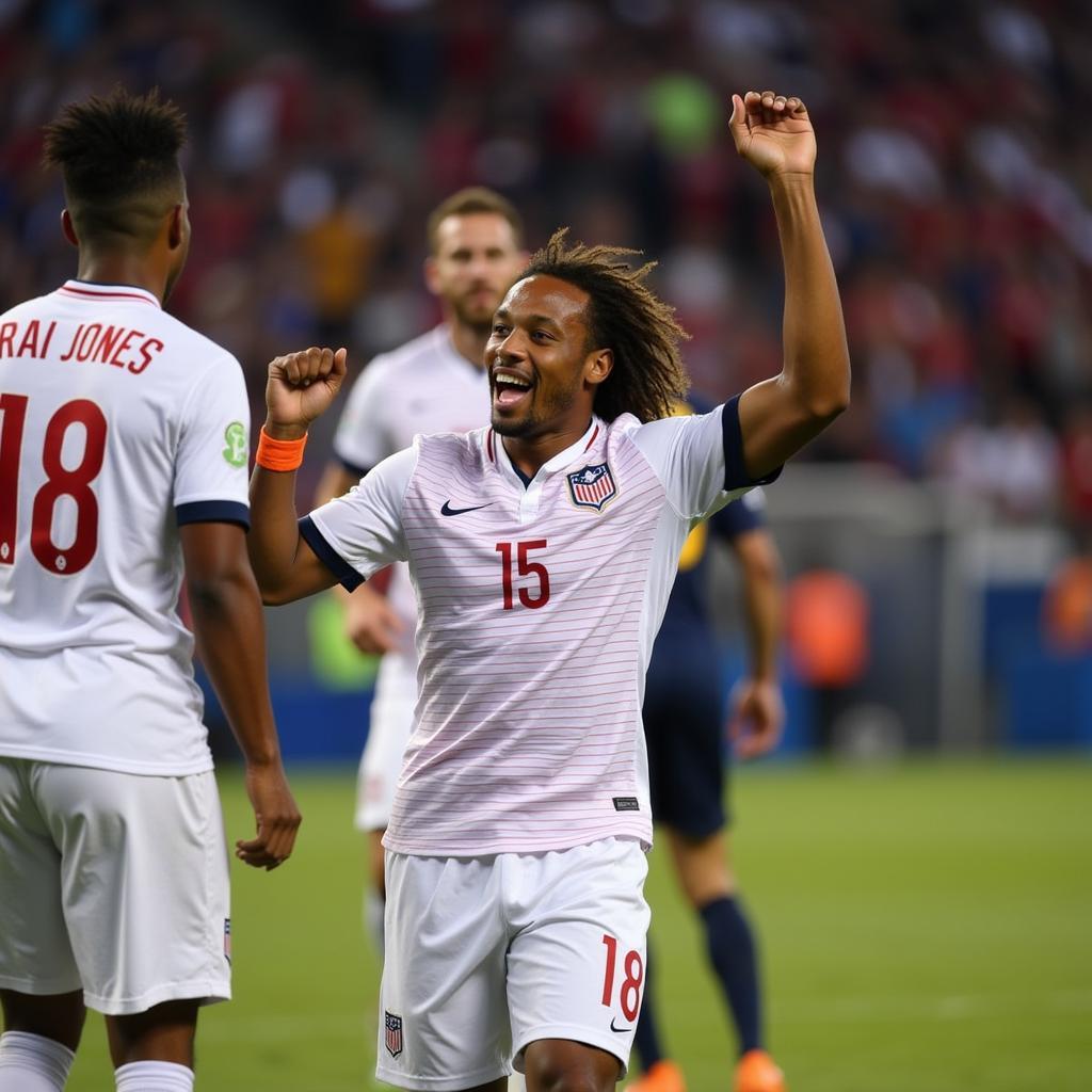 Jermaine Jones jubelt im Trikot der US-Nationalmannschaft nach einem Torerfolg