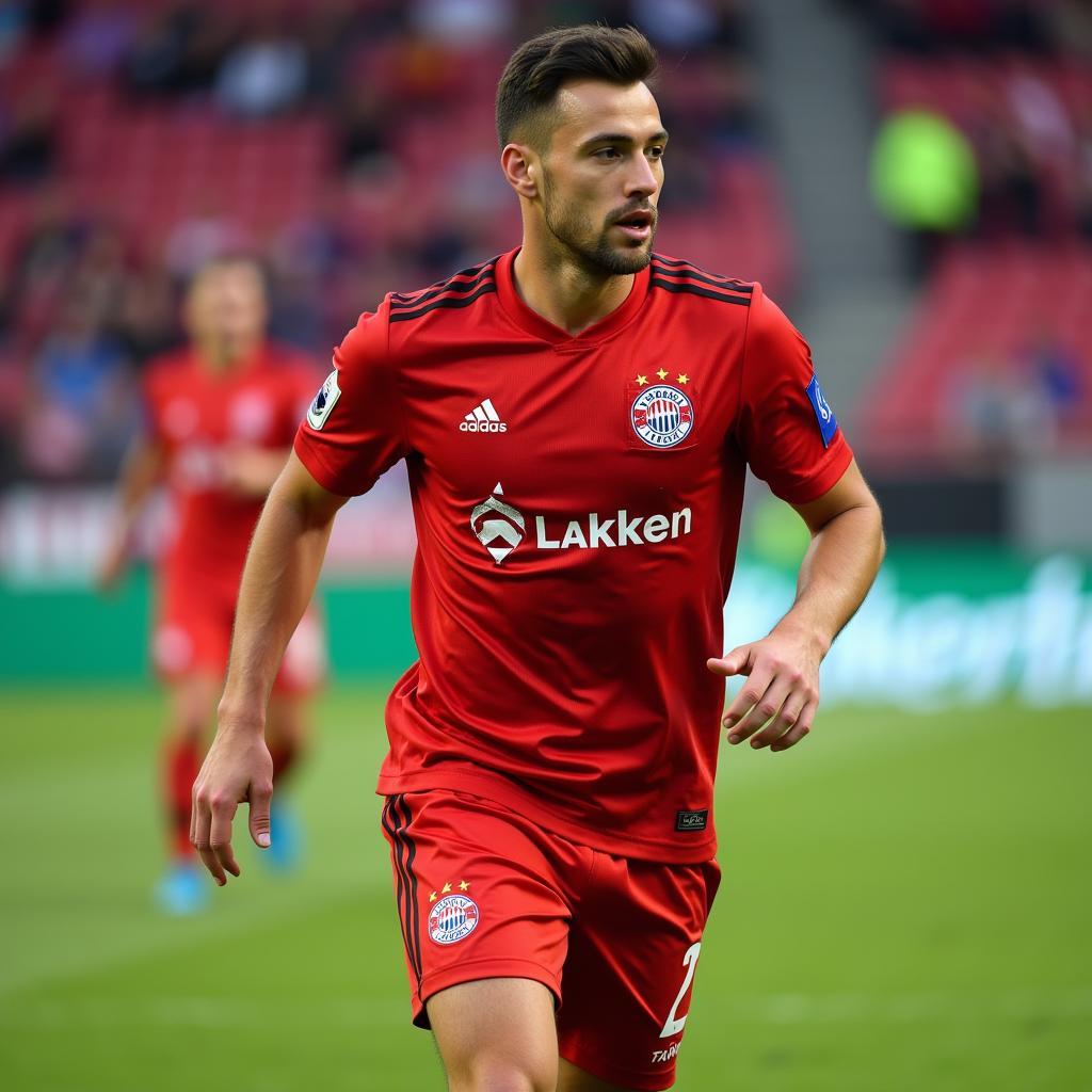 Josip Stanisic im Bayer Leverkusen Trikot