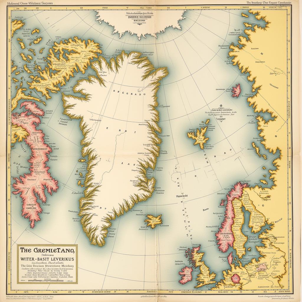 Karte von Grönland mit der Expeditionsroute von Alfred Leverkus