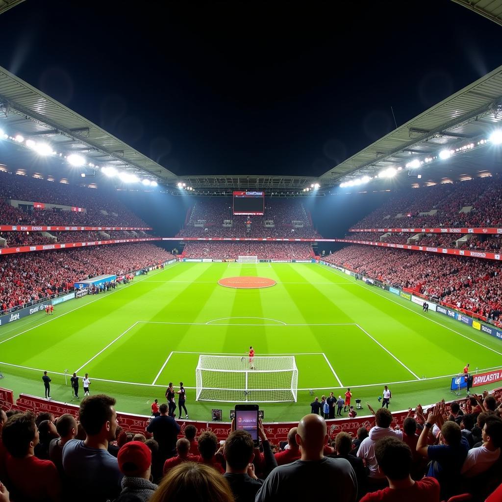 Spektakuläre Atmosphäre bei einem Heimspiel von Bayer Leverkusen in der BayArena