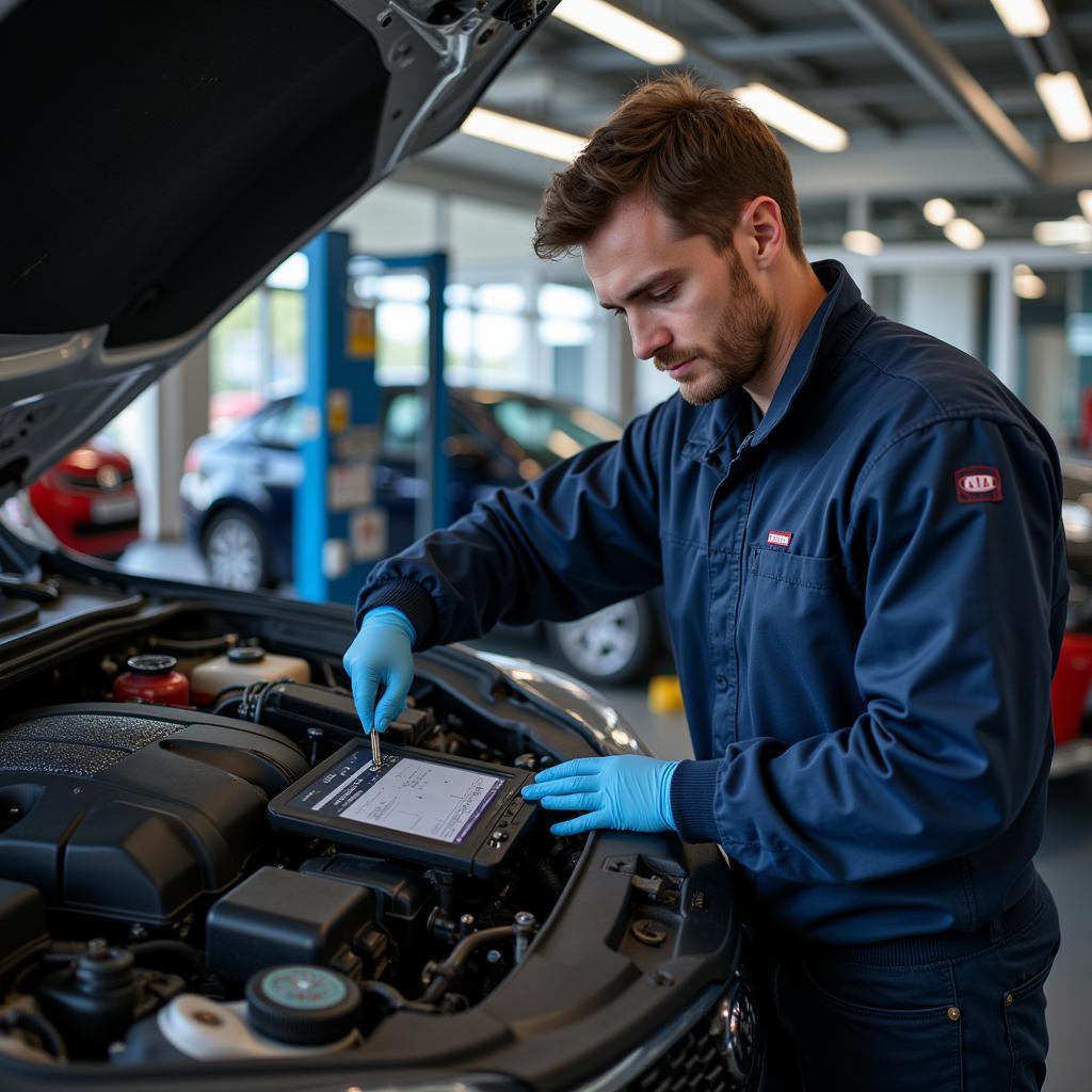 Moderne Werkstatt eines Kia Händlers in Leverkusen