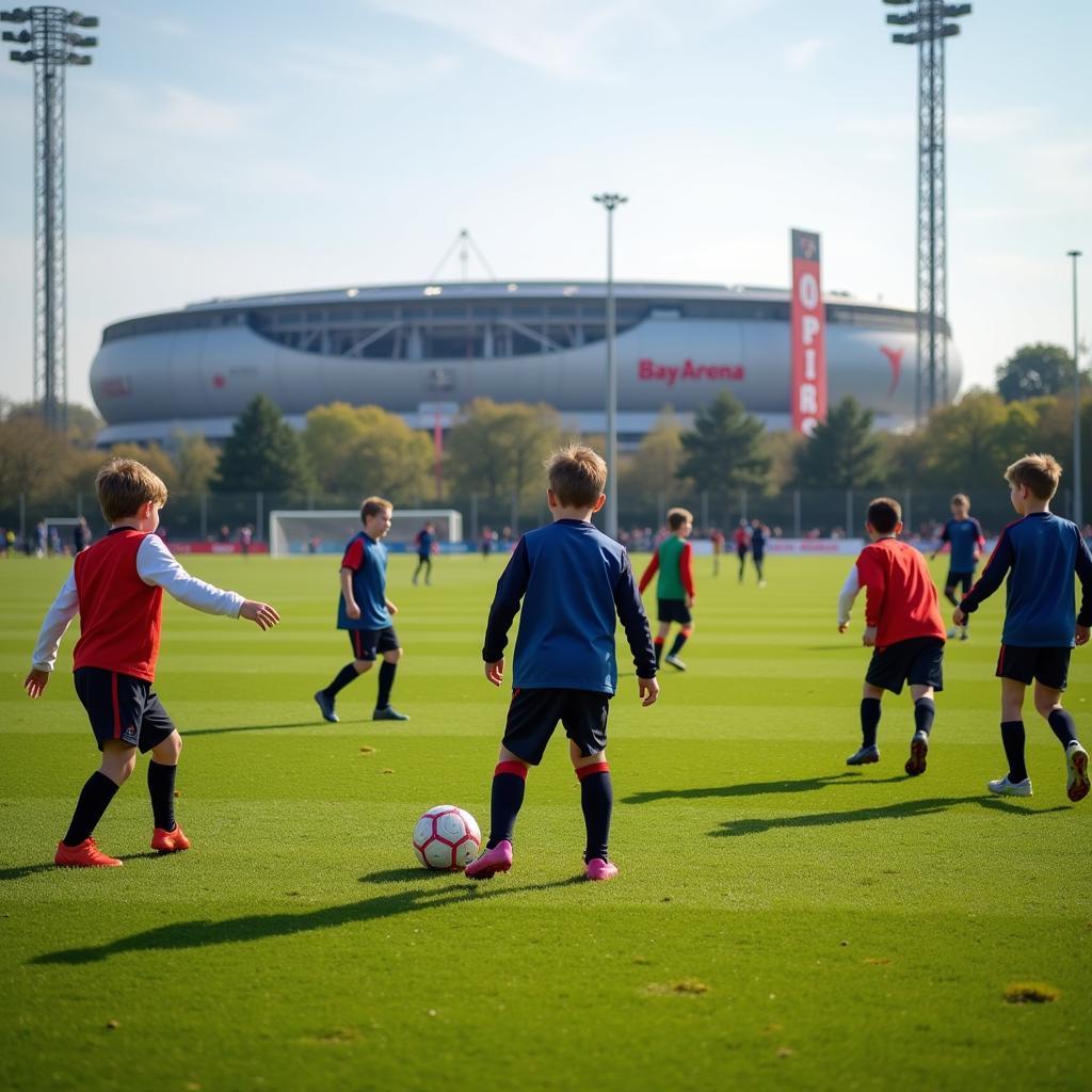 Kinder spielen Fußball in Leverkusen