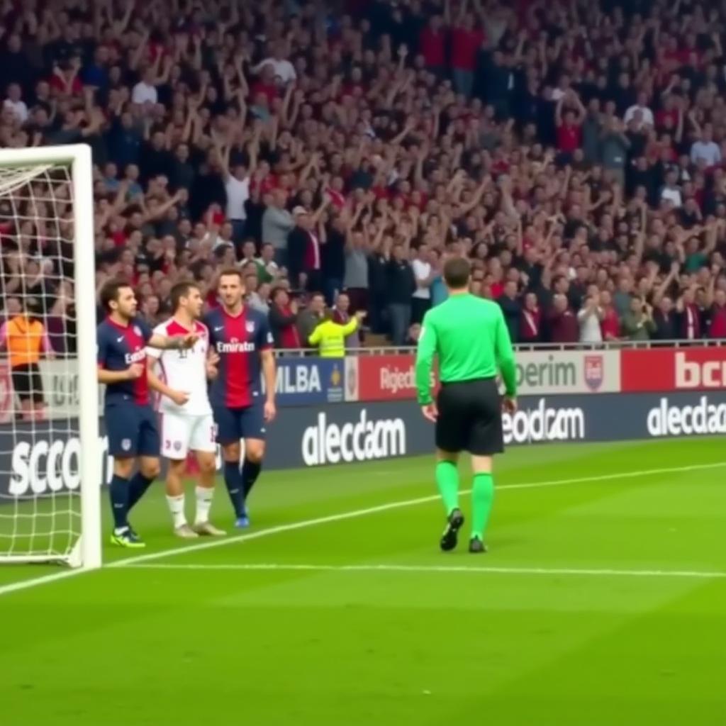 Kontroverses Abseitstor in der BayArena im Spiel Leverkusen gegen FCB