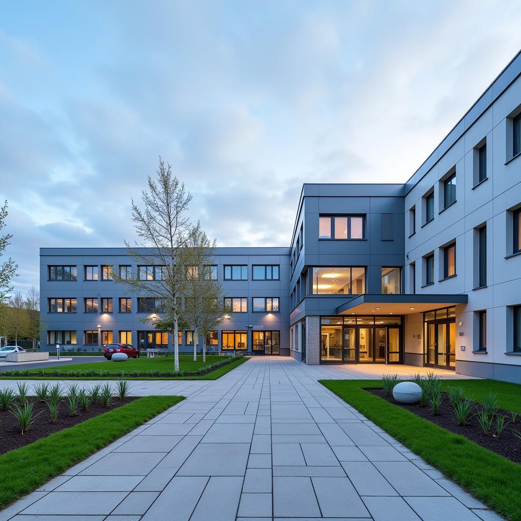 Moderne Fassade des Krankenhauses Leverkusen-Schlebusch