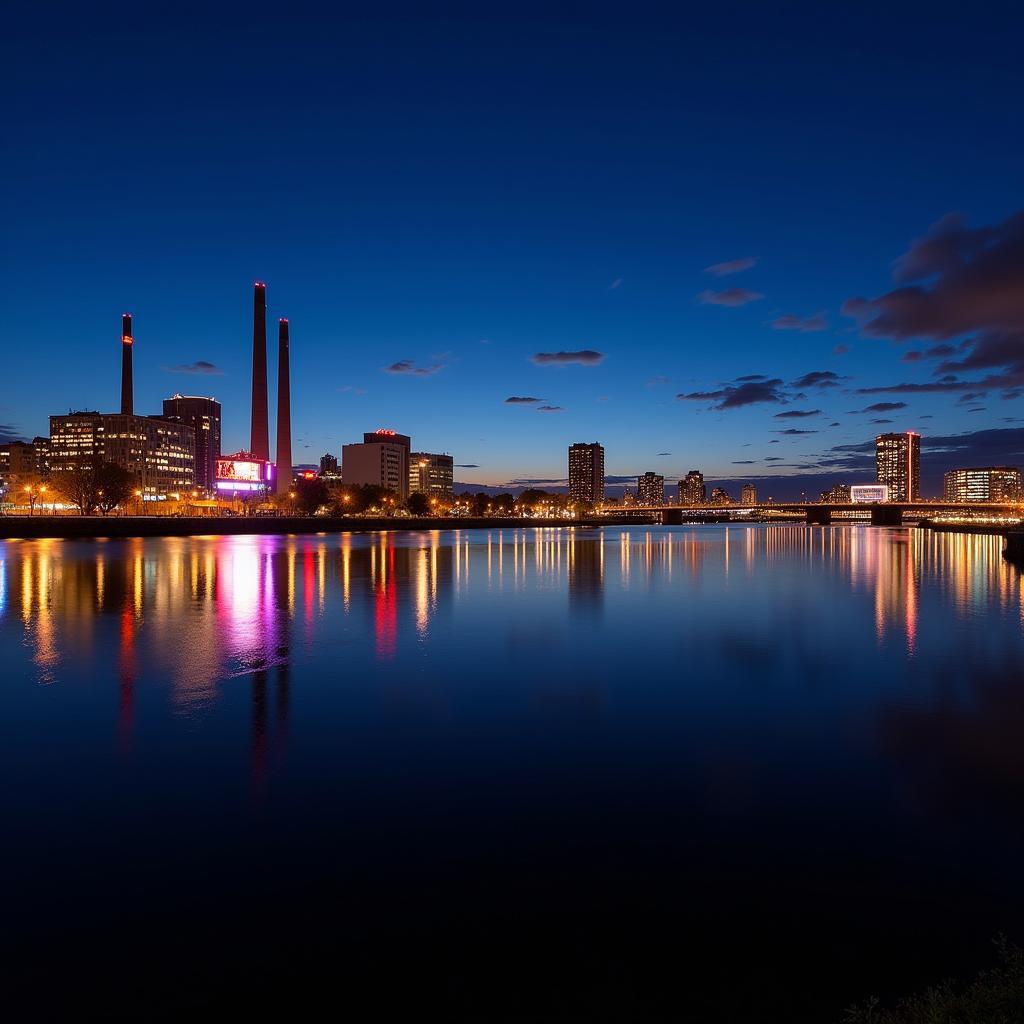 Panorama von Leverkusen bei Nacht