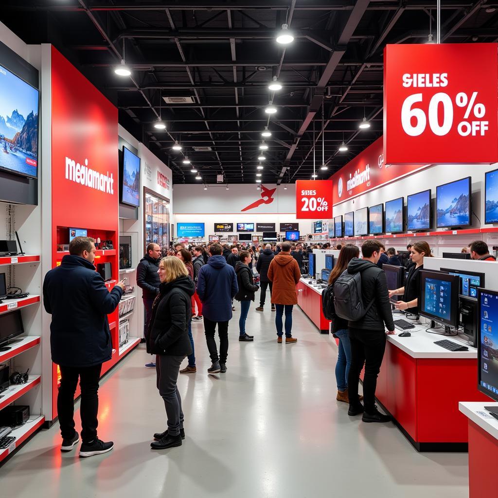 Kunden im MediaMarkt Leverkusen bei Angeboten